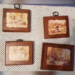 Vintage 70's 4 piece Barn Decoupage set